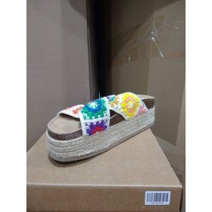 Crochet Daisy Jute Platform Slide Boho Slip On Shoes New